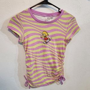 Y2K Simpsons XS Striped Tee 90s Girl